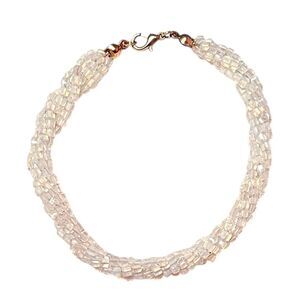 Elegant Sparkling White Crystal Beaded Twisted 7” Bracelet